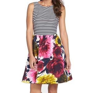 Just Taylor by Taylor Striped Floral Fit & Flare Dress